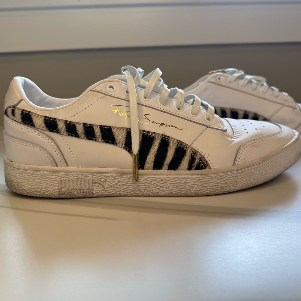 Puma White Sneakers with Black Stripes